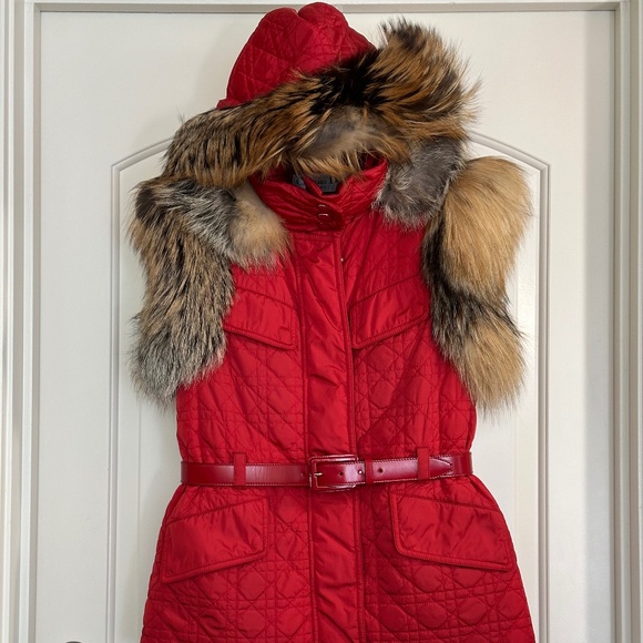 Christian Dior Quilted Renard Trimmed Gilet Womens SZ FR 40 - Picture 4 of 16